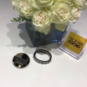DKNY handheld mirror w rhinestone bracelet OS